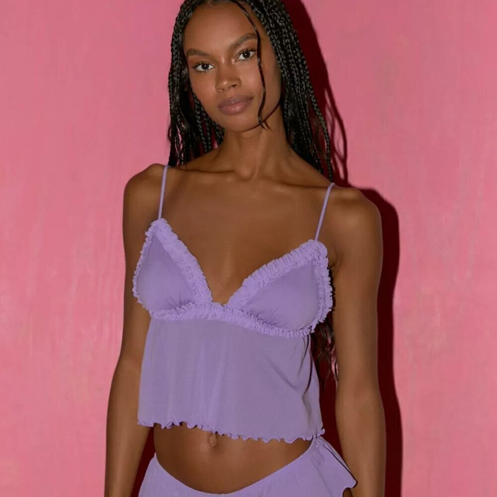 NWT UO Out From Under Dryad Purple Tulle Babydoll Cami